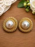 Dior Clip On Earrings Gold Tone Faux Pearl Rope Statement Vintage