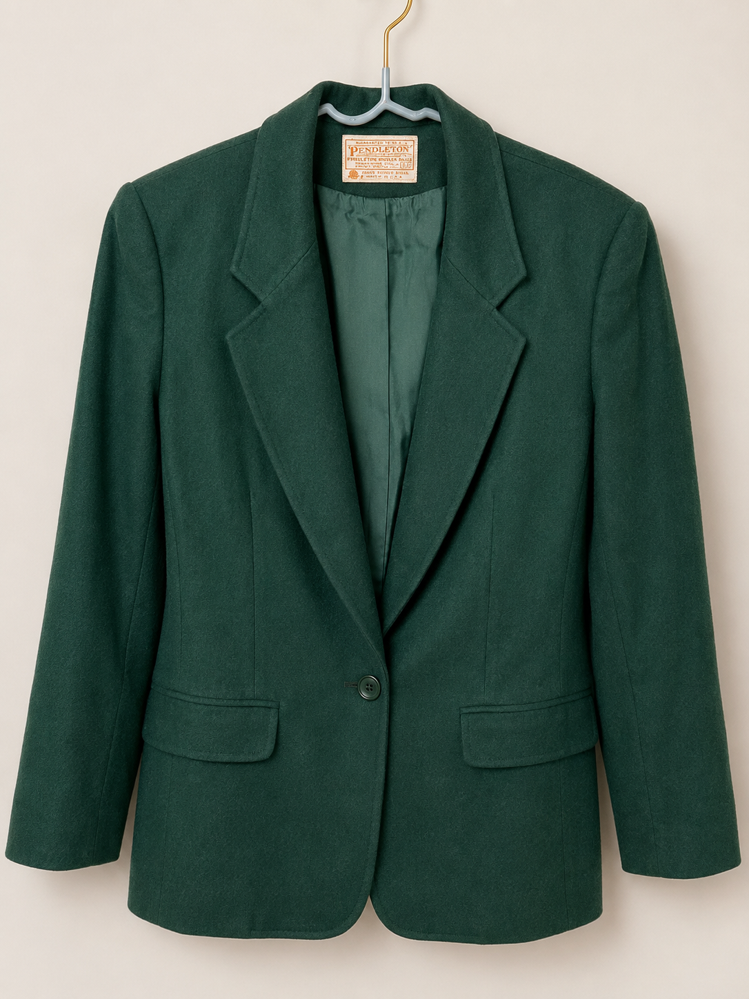 Vintage Pendleton 100% Virgin Wool Women’s Green Blazer Jacket Made in USA