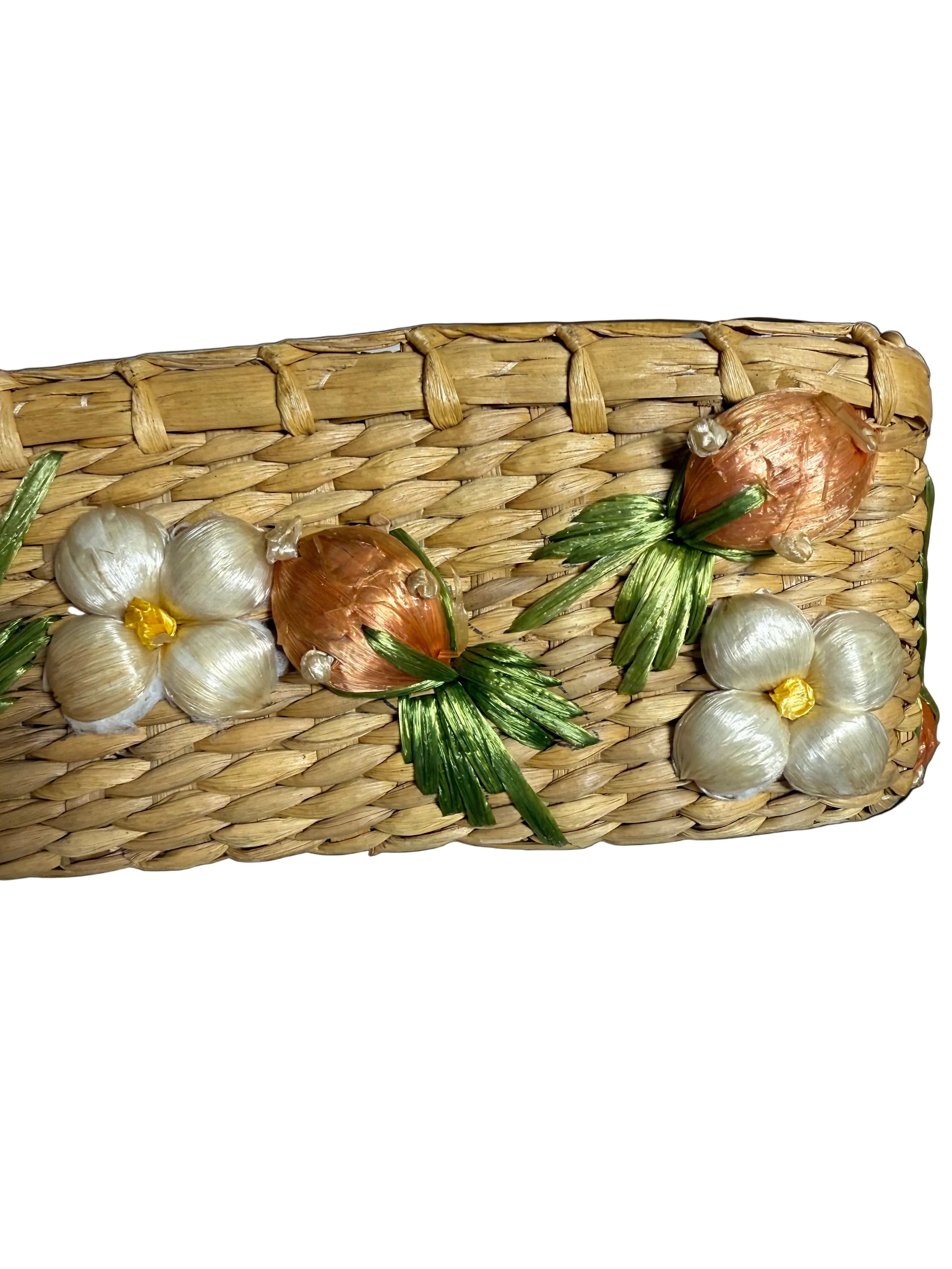 Vintage Fire-King 409 1 Qt Milk Glass Baking Dish with Raffia Strawberry Basket Carrier – Philippines